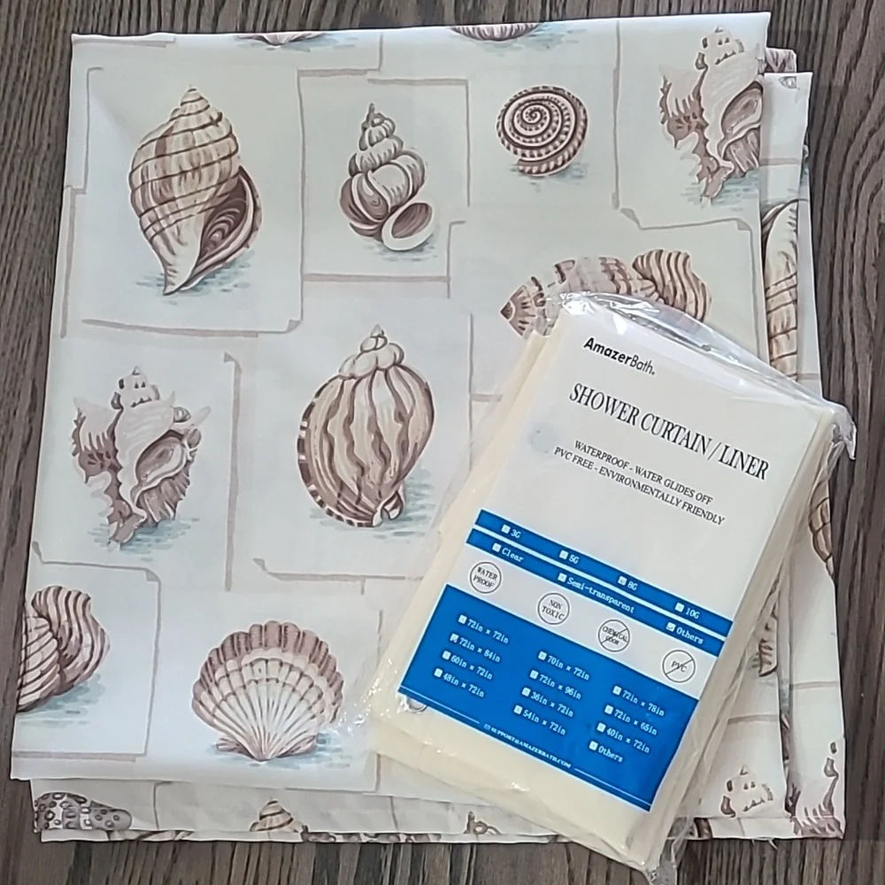 Shower curtain set incl shower curtain, liner, and hooks